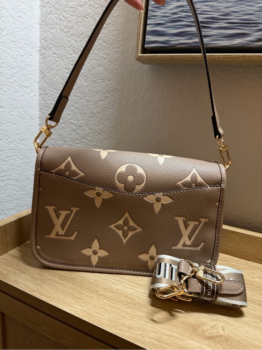 Brown Monogram Shoulder Bag - Taupe Floral Motif - Picture 3 of 4